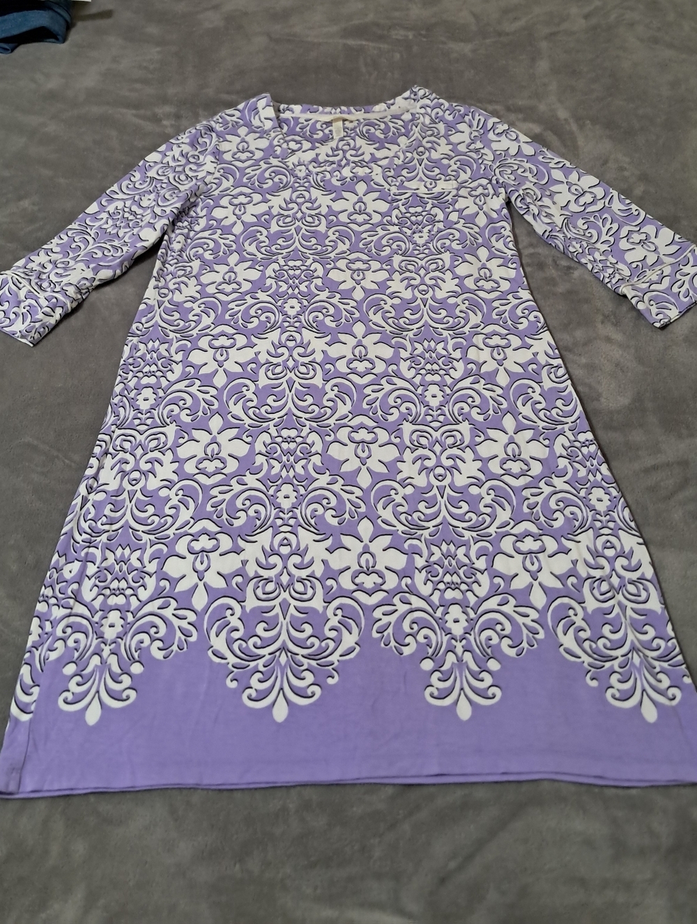 Soma Womens Purple and White Cool Nights Nightgown 3/4 Sleeve Size Small.